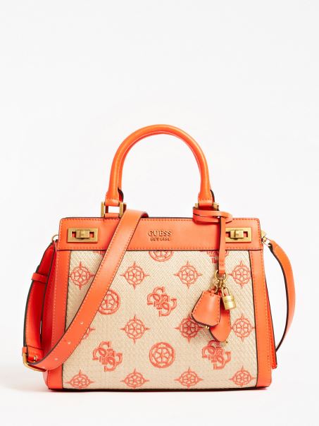 Geantă Portocalie Guess Katey 4g Bujor Cu Logo