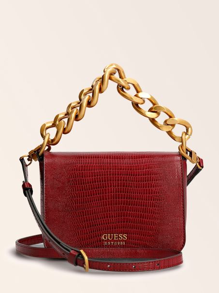 Tullia Croc Print Mini Geanta De Mana Guess Red