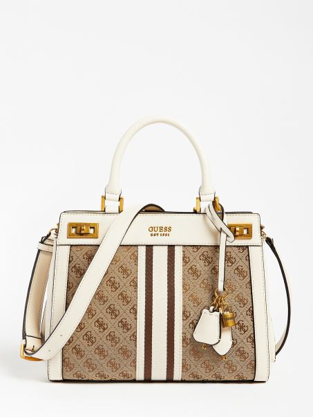 Geantă Albă Cu Logo Guess Katey 4g