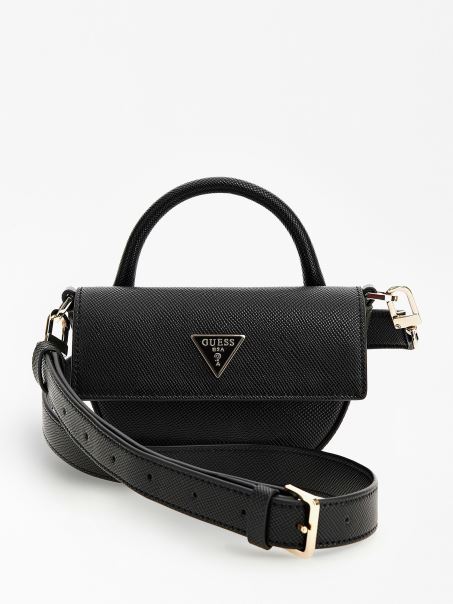 Geanta Mini Guess Alexie Saffiano Neagra