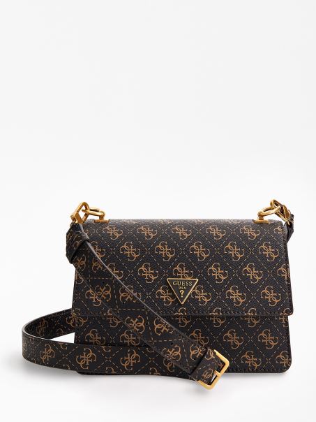 Geantă Crossbody Mini Guess Alexie 4g Logo Maro