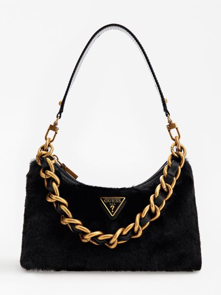 Geantă Neagră De Umăr Guess Morada Din Blană Artificială