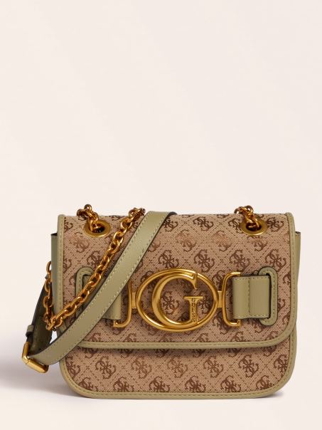 Geantă Crossbody Guess Aileen 4g Logo Verde