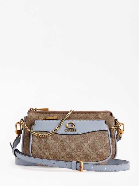 Guess Nell 4g Logo Mini Crossbody Albastru Deschis