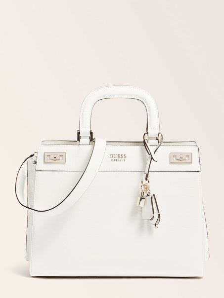 Geantă De Mână Maxi Cu Imprimeu Croco Alb Katey Guess