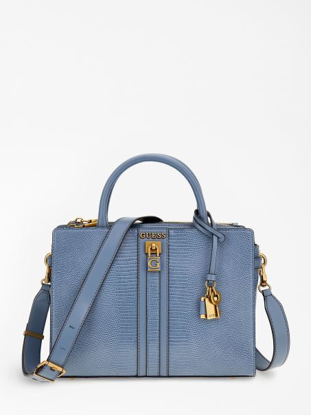 Geantă De Mână Cu Imprimeu Piton Ginevra Albastru Deschis Guess