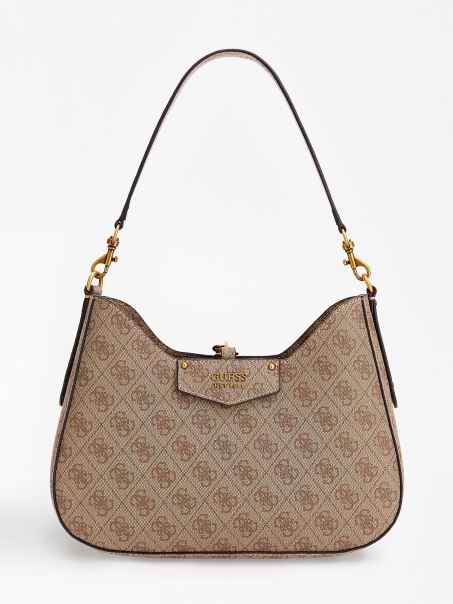 Geanta Hobo Eco Brenton 4g Logo Guess Bej