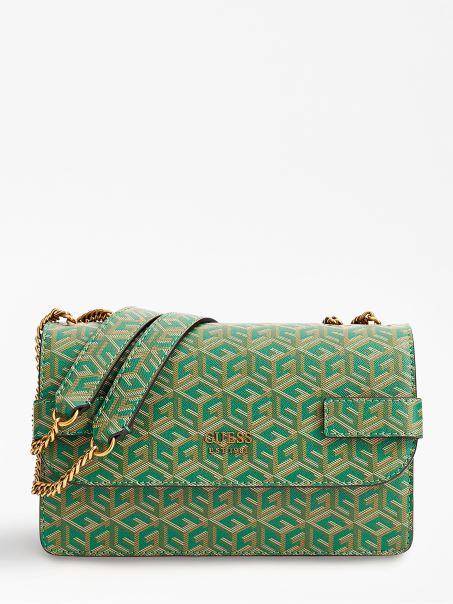 Geantă Crossbody Mini Matlasată Guess Atene Verde