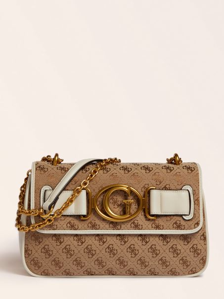 Geantă Albă Guess Aileen Cu Logo 4g