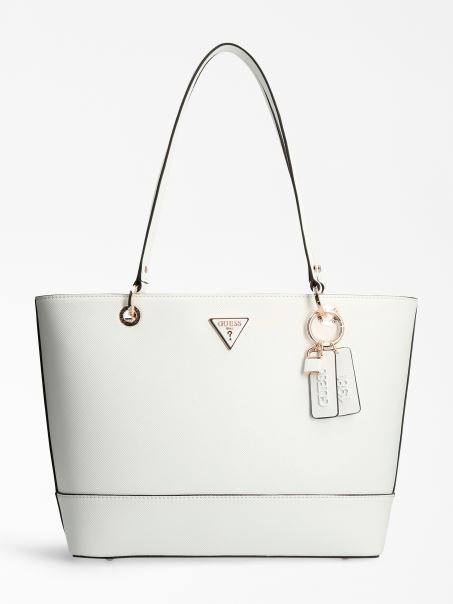 Guess Noelle Logo Charm Shopper Alb