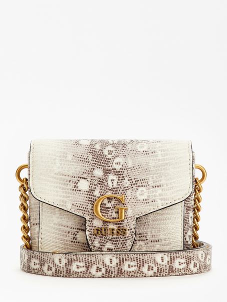 Mini Crossbody Cu Imprimeu Piton Multi Shenny Gri Multi Guess