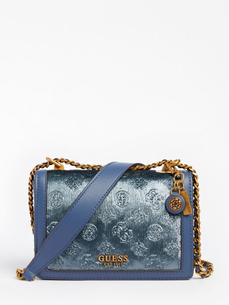 Abey Velvet Crossbody Guess Albastru Deschis