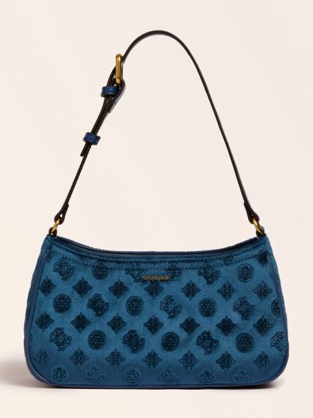 Geanta De Umar Guess Kimi Din Catifea Albastra