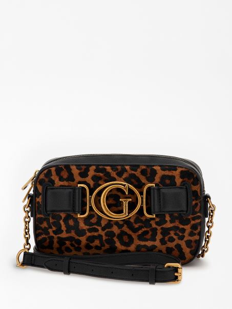 Guess Animalier Aviana Mini Crossbody Din Piele Naturala