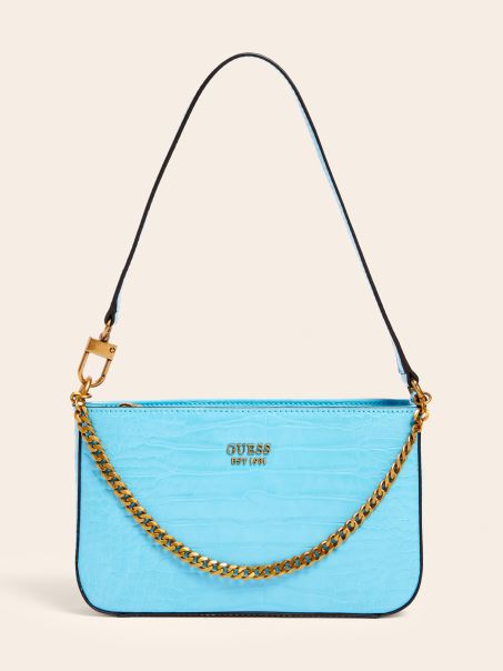 Geantă De Umăr Cu Imprimeu Croco Katey Albastru Guess