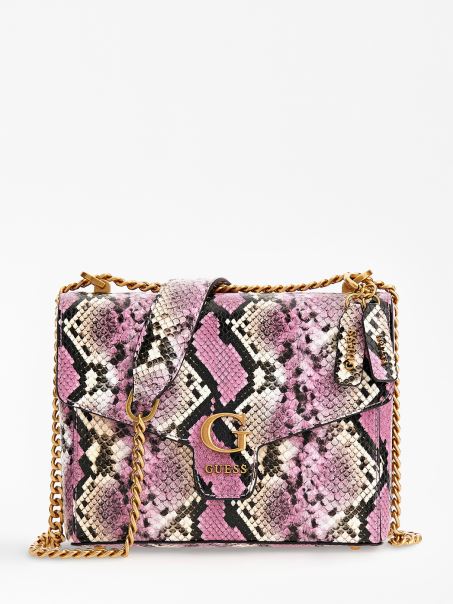 Mini Crossbody Guess Cu Imprimeu Shenny Python Roz