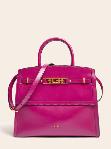 Cristina Geanta Din Piele Naturala Fucsia Guess