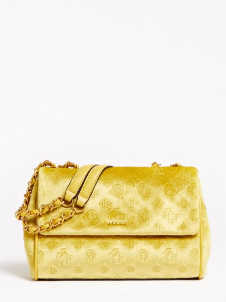 Geanta Crossbody Din Catifea Kimi Galbena Guess