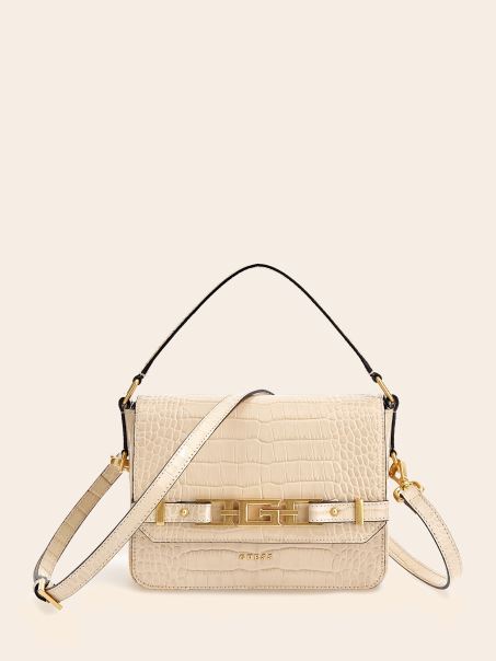Geantă Crossbody Cristina Albă Din Piele Naturală Guess