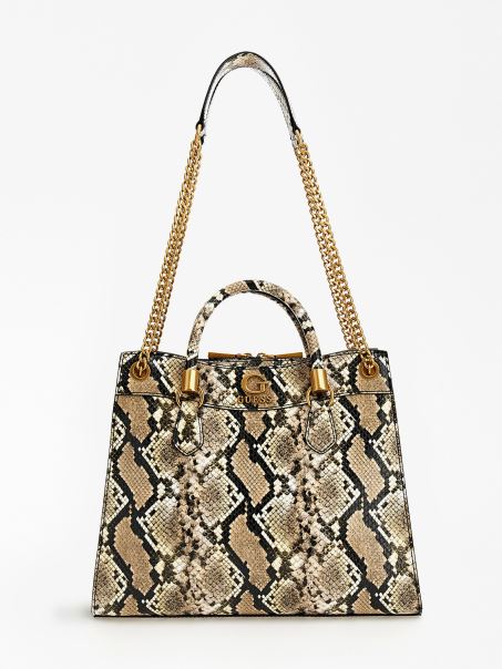 Geantă De Umăr Guess Multi Bej Nell Cu Imprimeu Piton