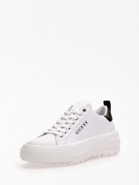 Adidasi Multi Eladie Albi Cu Talpa De Cauciuc Guess