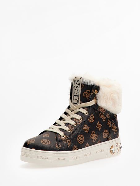 Pantofi Sport Ruke Cu Blană Artificială Maro Guess