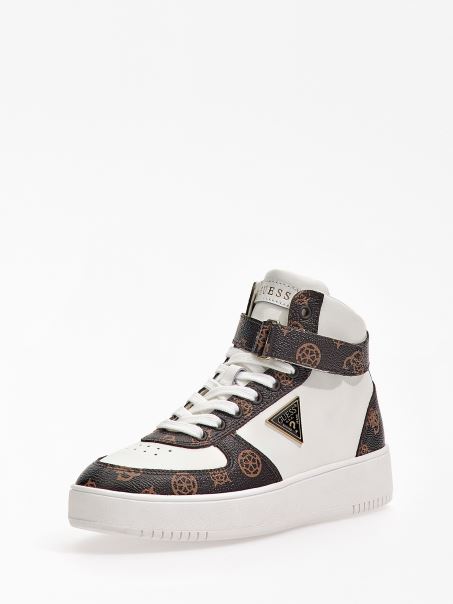 Adidași înalți Cu Logo Guess Vyves Alb Multi