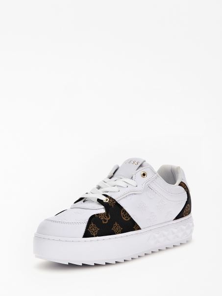 Adidași Alb Cu Logo-ul Bujor Guess Fiena 4g Multi