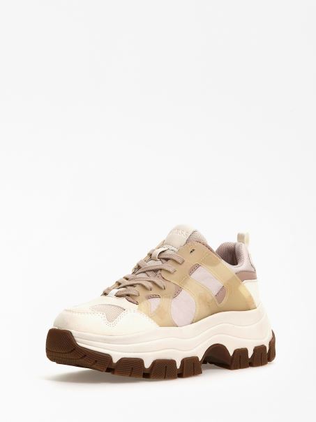 Pantof De Alergare Guess Bej Brayjen Cu Inserție De Logo