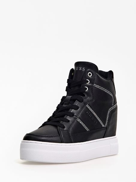 Guess Adidași înalți Cu Strass Giala Negru