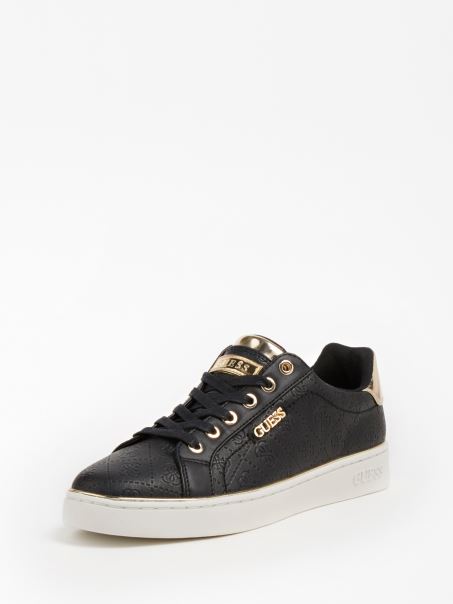 Adidași Negru Guess Beckie Cu Logo 4g Gravat