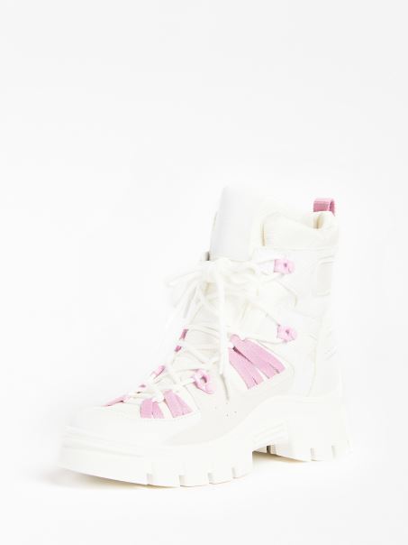 Botine Haler Cu Inserție Din Piele Intoarsa Guess White