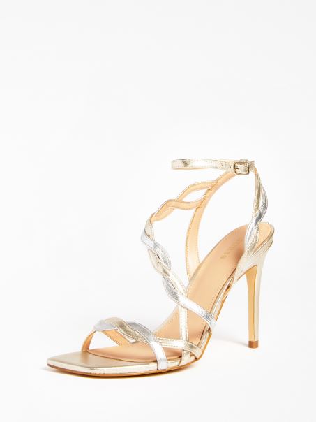 Sandale Guess Gold Syivia Cu Detaliu Laminat