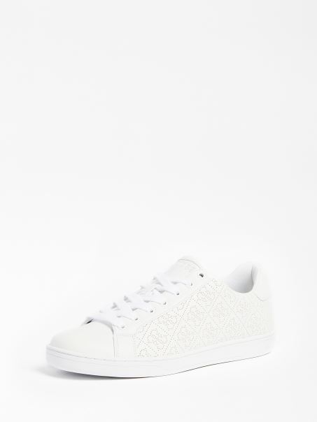 Adidasi Guess Rosalia Perforat 4g Logo Alb