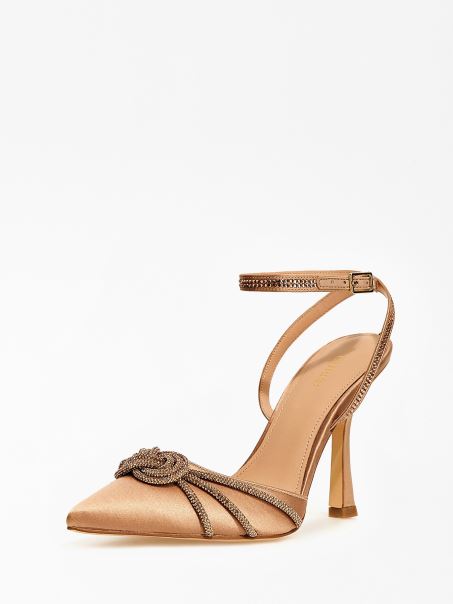 Sandale Din Satin Guess Syena Roz Deschis