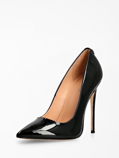 Pantof De Curte Guess Felyx Din Piele Lăcuită Neagră