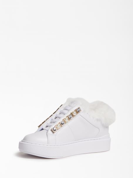 Adidași Alb De Blană Artificială Haya Guess