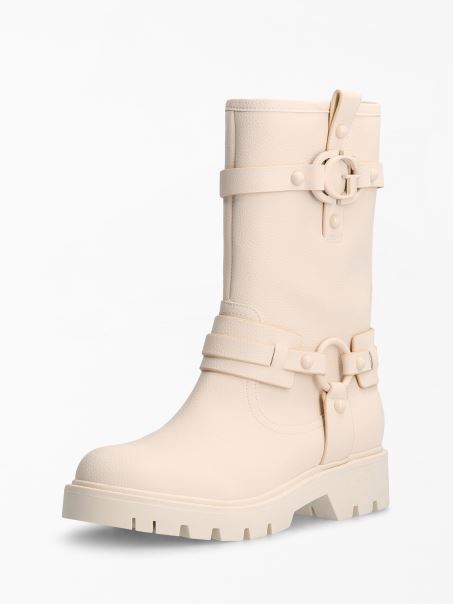 Cizme Albe Cu Logo-ul Multi Randa „g” Guess