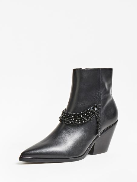 Cizmă Neagră Guess Patziy Din Piele Naturală