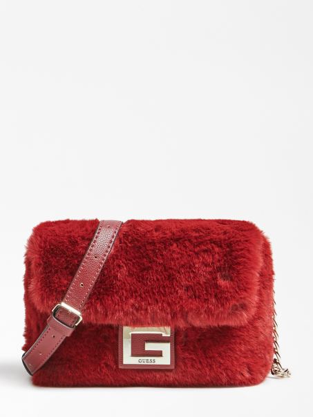 Gwen Cu Blană Artificială Crossbody Guess Red