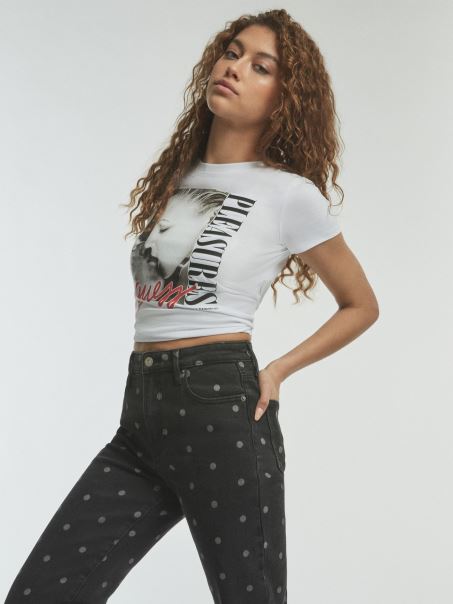 Guess Crop Top Cu Imprimeu Plasat Alb