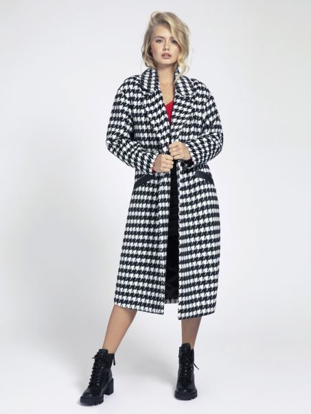 Haina Pie De Poule In Amestec De Lana Neagra Multi Guess