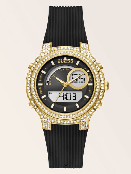 Ceas Digital Guess Cu Cristal Argintiu