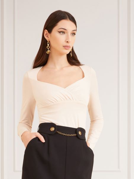 Crema Guess Marzono Drapat Top