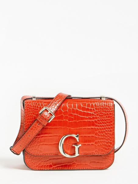 Guess Corily Crocodile Crossbody Portocaliu