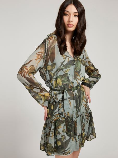 Imprimeu Rochie Sifonata Model Multicolor Guess