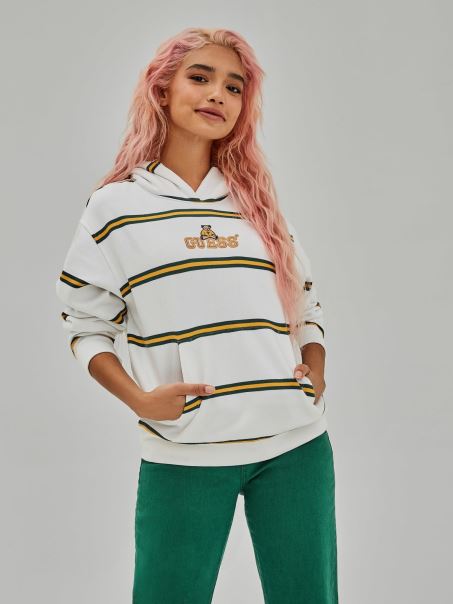 Hanorac Cu Imprimeu Dungi Alb Multi Guess