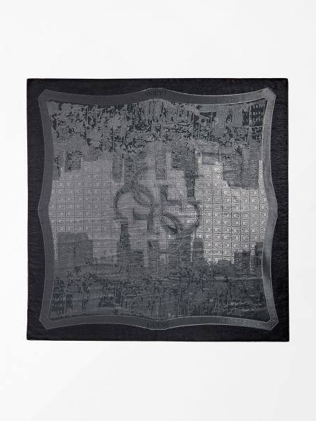 Jacquard Vopsit Negru Kefiah Guess