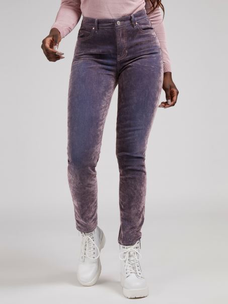 Pantaloni Din Denim Flock Skinny Fit Guess Violet