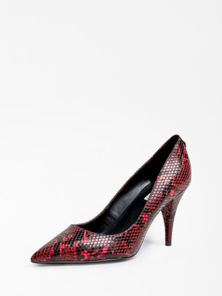 Pantof De Curte Roșu Rajani Cu Aspect De Piton Guess